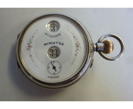 A late Victorian silver cased pocket watch, the keyless movement faced by a white enamel dial, decorated with flora and incor