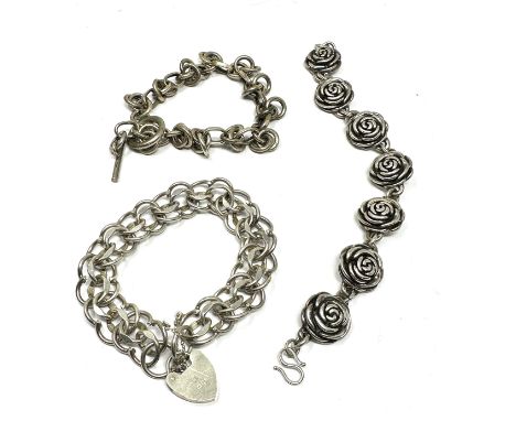3 vintage silver bracelets weight 68g 