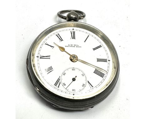 Antique silver open face pocket watch waltham mass the watch is ticking weight 114g 