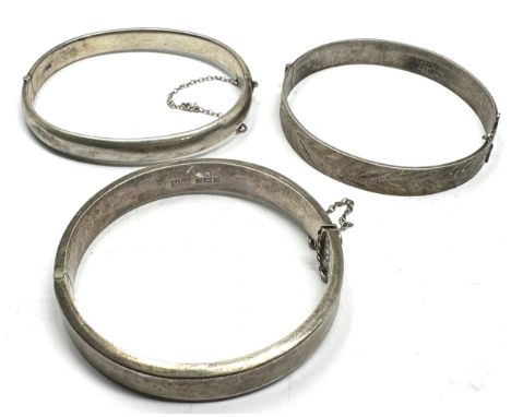 3 vintage silver bangles weight 50g 