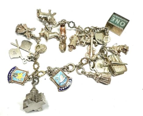 Vintage silver charm bracelet weight 44g 