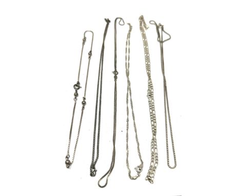 6 vintage silver necklace chains weight 33g 