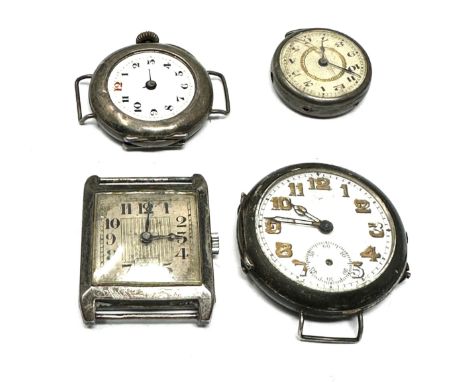 4 vintage silver trench style wrist watches spares or repair 