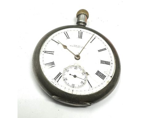 Silver open face pocket american waltham traveler watch the watch is ticking 