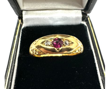 antique 18ct ruby &amp; diamond ring weight 2.3g 
