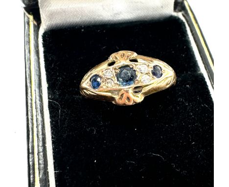 9ct sapphire &amp; diamond ring weight 1.7g 