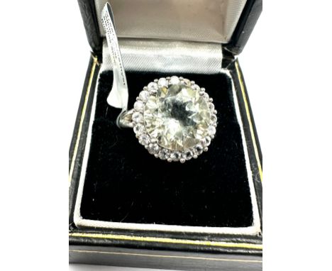 Silver green amethyst &amp; white topaz dress ring 