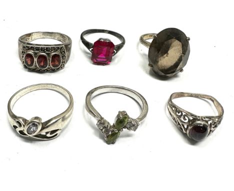 6 vintage silver rings 