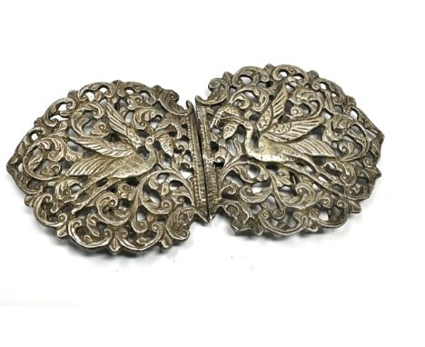Vintage silver nurses buckle weight 58g 