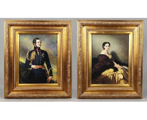 Rahmen Pendant mit Portrait vergoldete Profilrahmen mit Lorbeerzier, innen ca. 29 x 38 cm, aussen ca. 50,5 x 60,5 cm, mit his