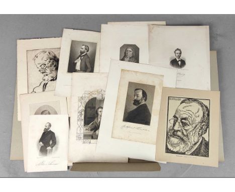 44 Portrait Grafiken dabei überwiegend Stahlstiche auch Büchern, je bezeichnet u.a., eine Radierungen in der Platte sowie mit