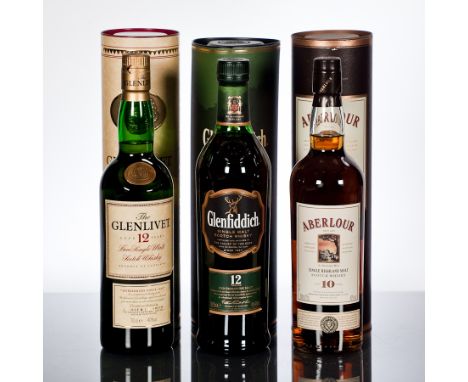 THE GLENFIDDICH 12 YEAR OLD
Single Speyside Malt Whisky. 70cl/700ml, 40% volume, in tube.
ABERLOUR 10 YEAR OLD
Single Highlan