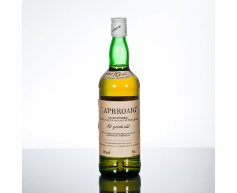 LAPHROAIG 10 YEAR OLD
Unblended Islay Malt Scotch Whisky. 75cl, 40% volume. CONDITION REPORT: Good fill and seal, some unifor