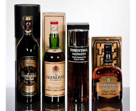 THE GLENLIVET 12 YEAR OLD
Unblended All Malt Scotch Whisky. 26 2/3 fl oz/75.7cl, 70° Proof, in carton.
TAMNAVULIN - GLENLIVET