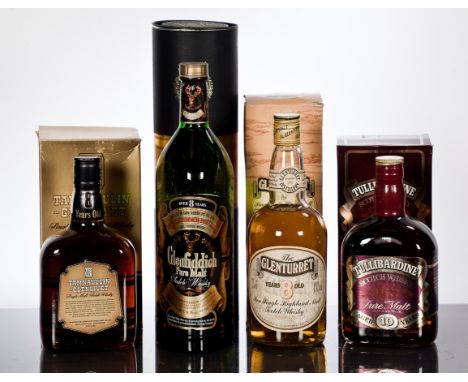 THE GLENTURRET 8 YEAR OLD
Pure Single Highland Malt Scotch Whisky. 75cl, 43 volume, in carton.
TULLIBARDINE 10 YEAR OLD
Pure 