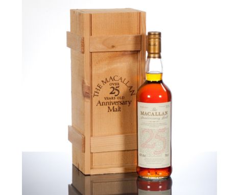 THE MACALLAN 25 YEAR OLD ANNIVERSARY MALT 
'A Special Bottling of Unblended Single Highland Malt Scotch Whisky.' Distilled 19