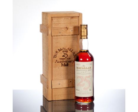 THE MACALLAN 25 YEAR OLD ANNIVERSARY MALT 'A Special Bottling of Unblended Single Highland Malt Scotch Whisky 25 Years Old.' 