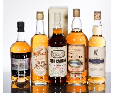 GLEN CARREN 8 YEAR OLD
Pure Highland Malt Scotch Whisky by Hall & Bramley (Scotland) Ltd., Glasgow. 26 2/3 fl oz/75.7cl, 70° 