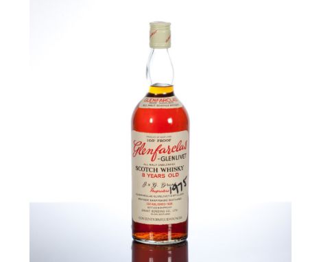 GLENFARCLAS - GLENLIVET 8 YEAR OLD
All Malt Unblended Scotch Whisky. Bottled & Shipped by Grant Bonding Co., Ltd. 26 2/3 fl o