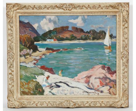 * JOHN MACLAUCHLAN MILNE RSA (SCOTTISH 1885 - 1957), SANNOX BAY, ARRAN oil on canvas, signed 51cm x 61cm (20 x 24 inches) Fra