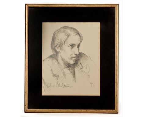 IN THE MANNER OF P.S. KROYER (DANISH 1851 - 1909) PORTRAIT OF ROBERT LOUIS STEVENSON late 19th century pencil on paper, signe