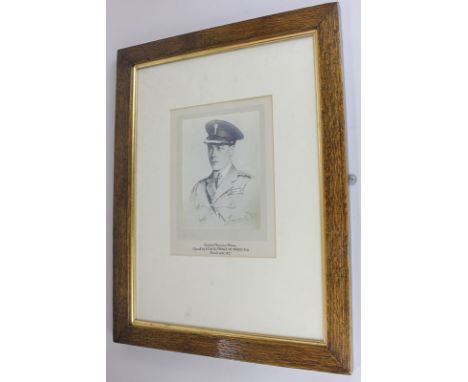 Royal interest, a signed printed portrait of Edward, The Prince of Wales, after Van Dyke, the mount inscribed 'Disabled warri