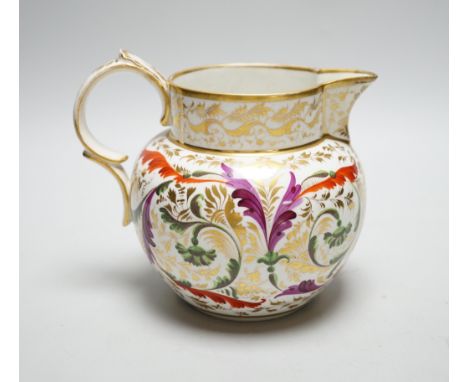 A Derby gilt and enamel jug, c.1800, 15cm