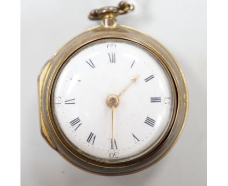 An 18th century gilt metal pair cased keywind verge pocket watch, by William Hope, London, with Roman dial, the signed moveme