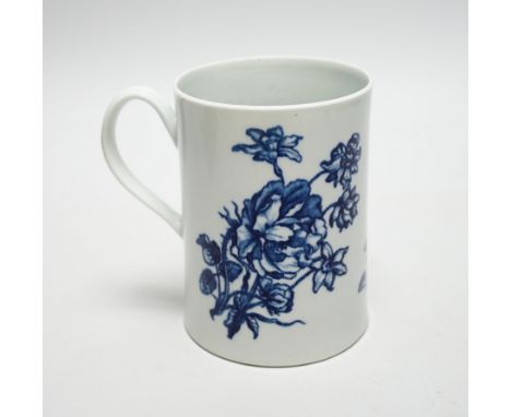 A Worcester blue and white mug, c.1775, 12cm
