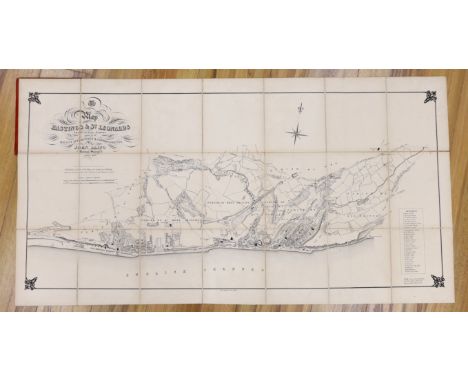 ° ° HASTINGS - Laing, John (Borough Surveyor) - Map of Hastings and St. Leonards, on linen in red cloth binding with gilt let