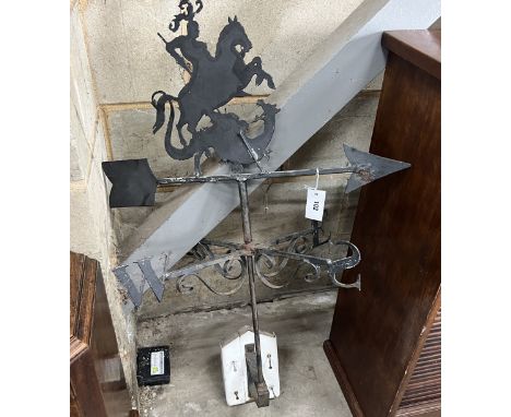 A wrought iron George and the Dragon weather vane, height 100cm
