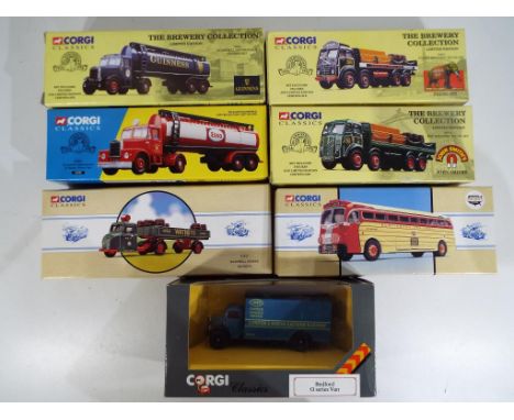 Corgi - Seven diecast model motor vehicles from the Corgi Classics series to include # 12401 Foden Delivery Truck set, # 9791