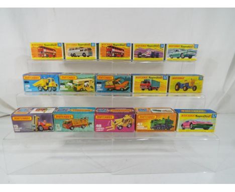 Matchbox by Lesney - a collection of ten boxed diecast models comprising Fork Lift Truck # 15, Cattle Truck # 71, Ford Tracto