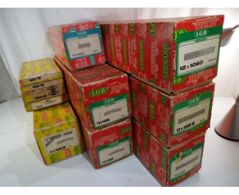 Lehmann - nine boxes of LGB (Lehmann Gross Bahn) G scale, gauge 1, twin-rail track, curves, straights, etc, excellent, unboxe