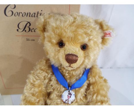 Steiff - a good quality Steiff mohair bear entitled Coronation Bear, issued in a, limited edition exclusive to Peter Jones Li