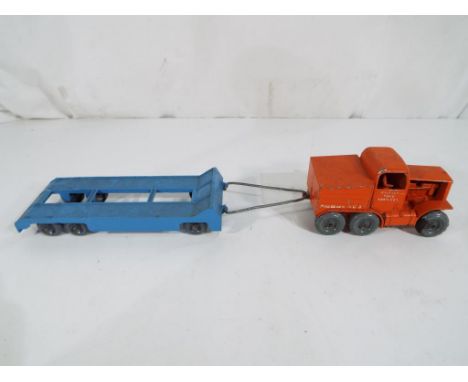 Matchbox/Lesney-Moko - A Lesney - Moko large scale Prime Mover British Road Service, orange tractor with grey wheels, blue tr