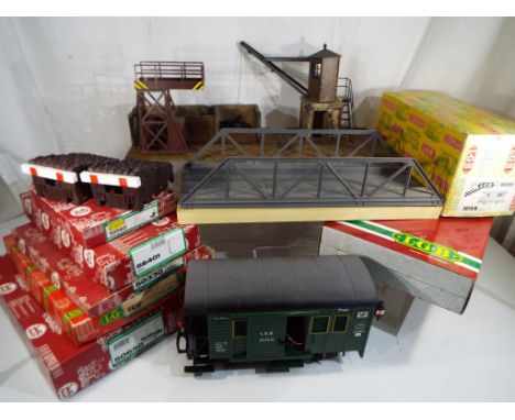 Lehmann - LGB (Lehmann Gross Bahn) G scale, gauge 1, a goods wagon, # 3019N in original box and a quantity of LGB boxed acces