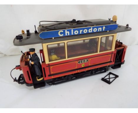 LGB (Lehmann Gross Bahn) - a G scale, gauge 1, tram / streetcar Chlorodont excellent, in original box- Est £60 - £100 - This 