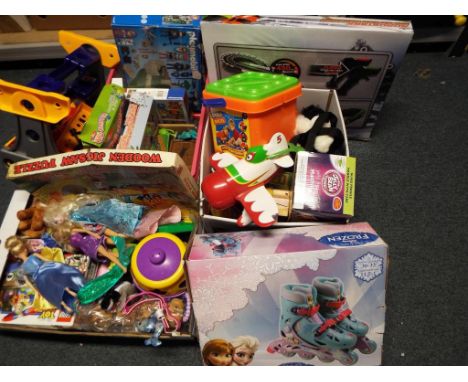 A good mixed lot of children's games and dolls to include Frozen, Barbie, Play Mobile, stickle bricks, a set of Disney Frozen
