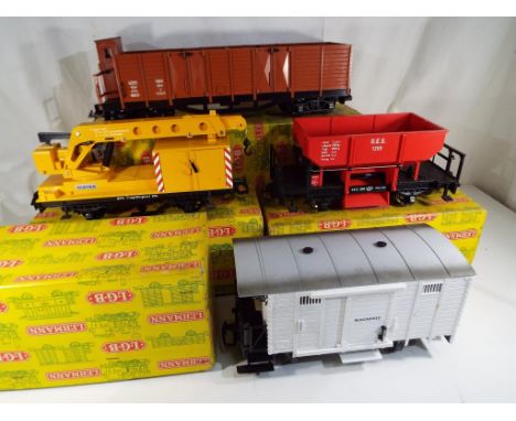 Lehmann - four LGB (Lehmann Gross Bahn) G scale, gauge 1, goods wagons, # 4042, 4031, 4041 and 4062, excellent, boxed [4] - T