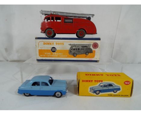 Dinky Toys - A Dinky Toys # 162 Ford Zephyr Saloon in two tone blue with grey hubs in correct colour spot box, a Dinky Toys #