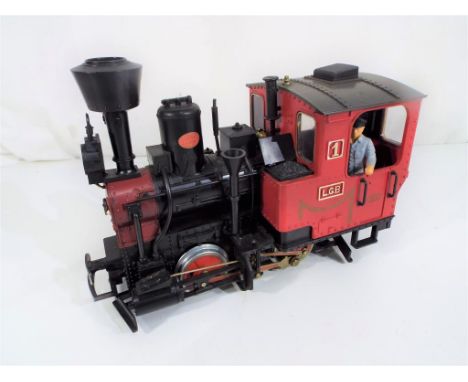 LGB (Lehmann Gross Bahn) - a G scale, gauge 1, 0-4-0T tank locomotive, red and black, excellent, unboxed - Est £80 - £120 - T