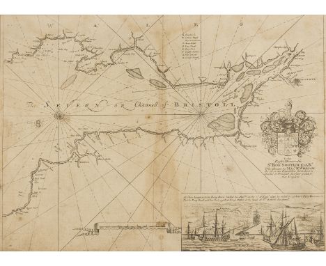 Bristol and Bath.- Collins (Capt. Greenville) Printed chart of the Bristol Channel from Chepstow and Bristol to Broad Haven a