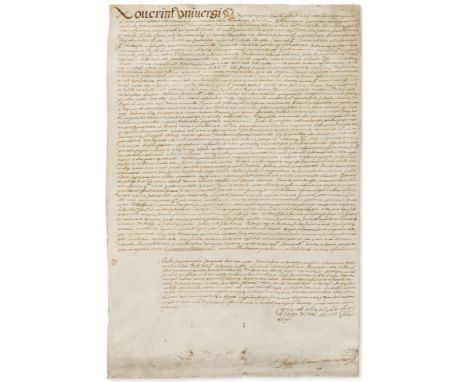 Majorca.- Indenture relating to the sale of property in Manacor, Majorca, manuscript indenture in Latin, on vellum, slightly 