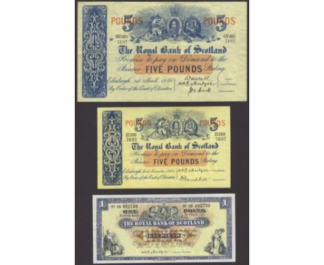 Royal Bank of Scotland, £1, 15 October 1928, prefix C, Speed and one additional manuscript signature, £1 (3), 1940, 1960 and 