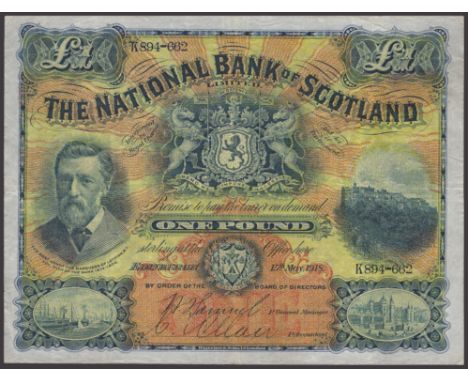 National Bank of Scotland Limited, £1, 15 May 1918, serial number K894-662, Samuel and one other manuscript signature, origin