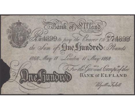 Bank of Elfland, a note for £100 advertising the performances of Wiljalba Frikell, often known as Professor Frickell, 11 May 