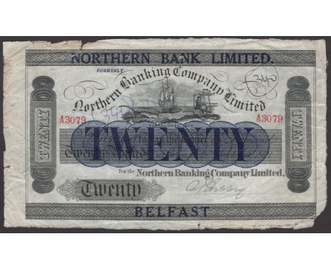 Northern Bank Limited, £20, 20 October 1921 (1929), serial number A3079, manuscript signature of Tibbey low right, ink graffi