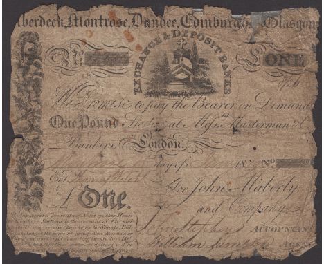 John Maberly & Company, Aberdeen, Montrose, Dundee, Edinburgh & Glasgow Exchange & Deposit Banks, £1, 15 January 1819, serial