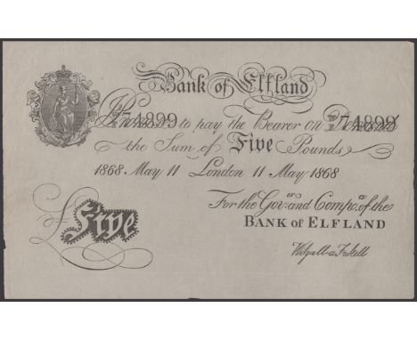 Bank of Elfland, a note for £5 advertising the performances of Wiljalba Frikell, often known as Professor Frickell, 11 May 18